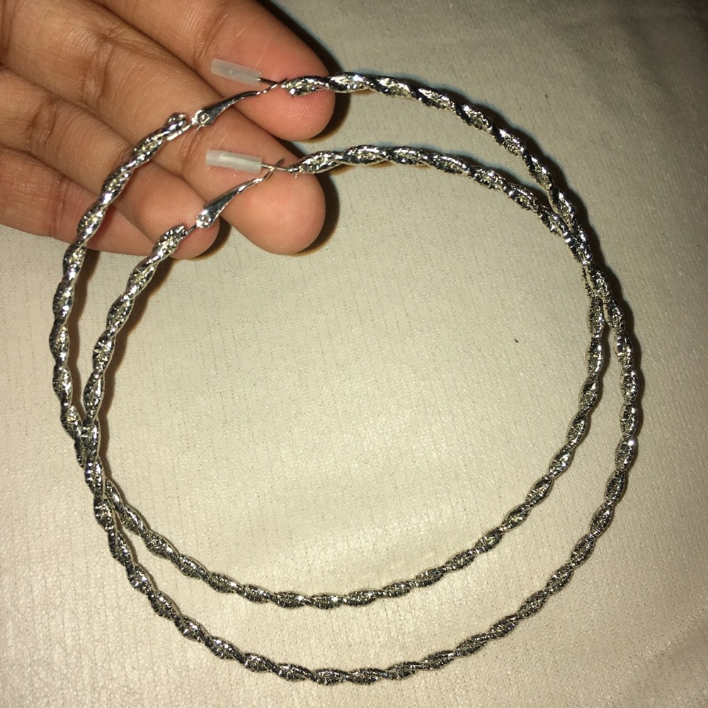 Large Silver Hoop Earrings